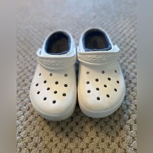 White fuzzy crocs!
